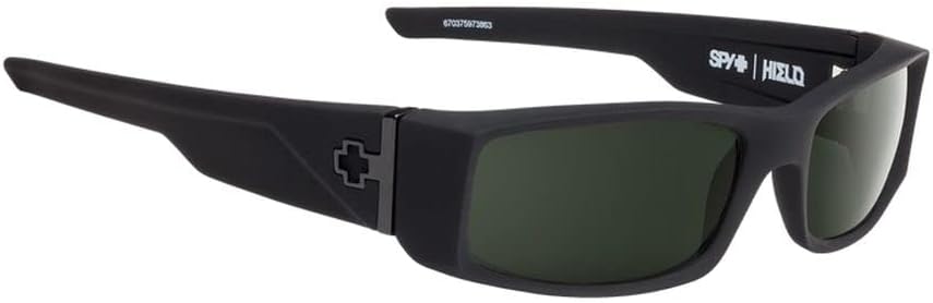 Spy Hielo Sunglasses - Soft Matte Black Frame with Grey Green Happy Lens