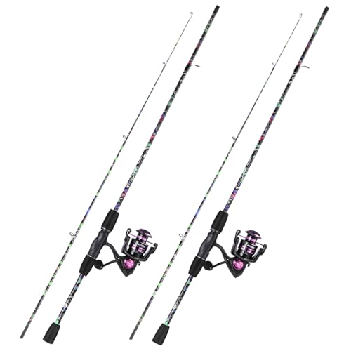 Sougayilang Fishing Rod Reel Combo - 2 Piece Light Weight Spinning Set Bright Colorful