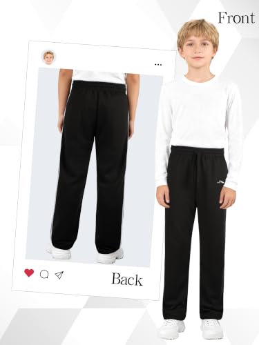 Kids Sweatpants Athletic Open Bottom Pants with Drawstring & Pockets - XX-Large, Black/Navy/Dark Gray/Light Gray