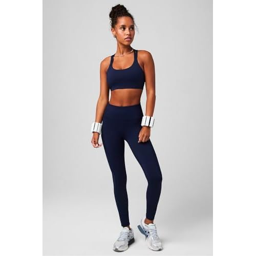 Fabletics Women's On-The-Go PowerHold High-Waisted Legging, Maximum Compression, Flattering, XXL/Regular | 27, Deep Navy