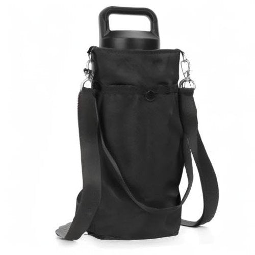 Linkidea Water Bottle Carrier Compatible with YETI Rambler Bottle 18oz/26oz, Owala FreeSip 24oz, Waterbottle Sling Bag Holder with Shoulder Strap, Black