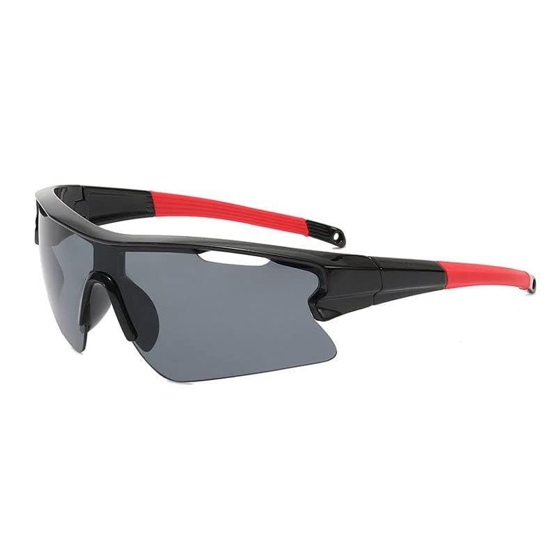 Sports Sunglasses for Men Women Youth Baseball Cycling Running Driving Fishing Golf Motorcycle Outdoor Glasses UV400 (Black red frame gray piece)