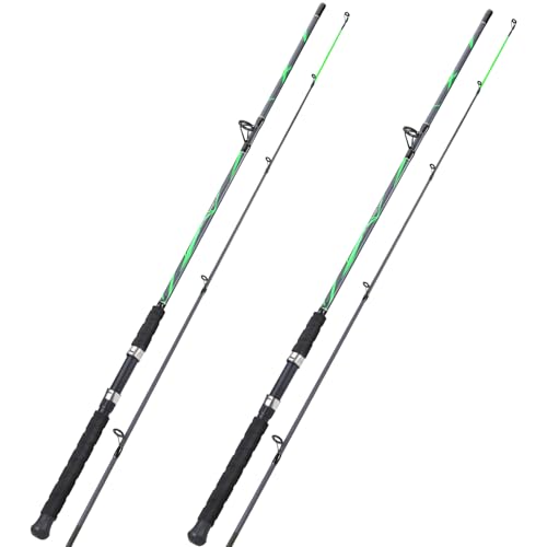Sougayilang 7ft Spinning Fishing Rod 2-Pack - Carbon & Glass Composite, Stainless Steel Guides, Non-Slip EVA Handle, Versatile for Freshwater & Saltwater