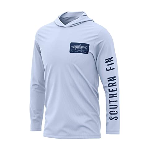 Performance Fishing Hoodie Shirt for Men Women UPF 50+ Lightweight with Hood - Arctic Blue, Medium