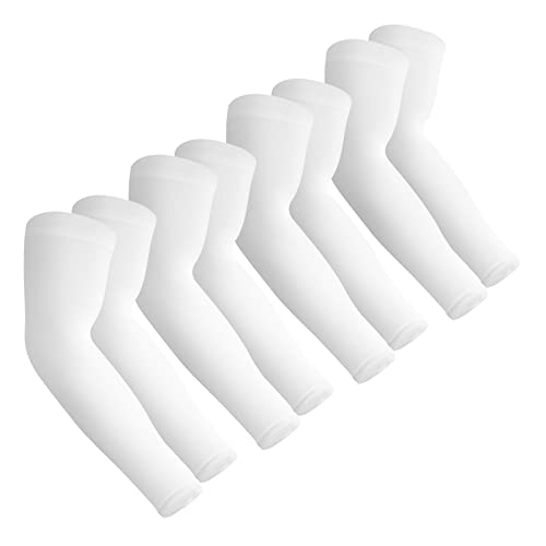 Aegend Sun Protection Cooling Arm Sleeves Set 4 Pairs - Tattoo Cover for Men Women Youth White