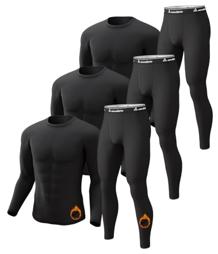 Men's Thermal Long Johns Underwear Set - Large Size, Black