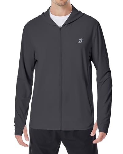 Roadbox Men's UPF 50+ Sun Hoodie Jacket Zip Up UV Protection Shirt XL Dark Gray