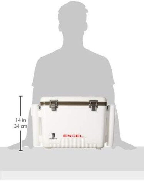 Engel UC19 19qt Leak-Proof, Air Tight, Fishing Drybox Cooler with Built-in Fishing Rod Holders, Also Makes The Perfect Small Hard Shell Lunchbox for Men and Women