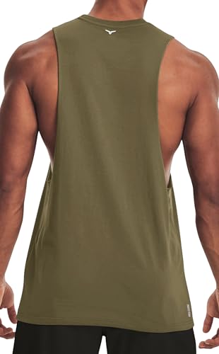 Men's Cut Off Workout Tank Top - Medium Army Green