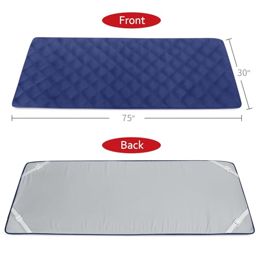 Navy Quilted Foam Mattress Topper Pad for Camping & RV Beds 75x30