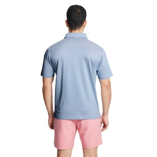 Men's Light Blue Large Golf Polo Shirt - Dry Fit Sports Jacquard Performance