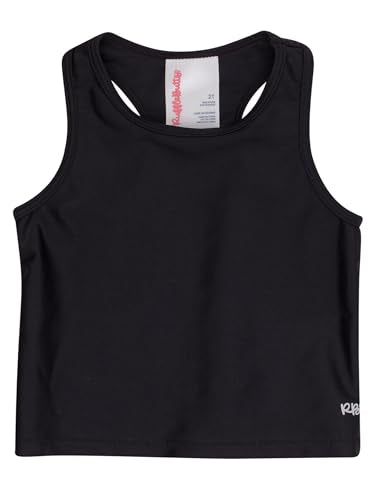Girls RuffleButts UPF 50+ Athletic Stretch Tank Top - 5T Black