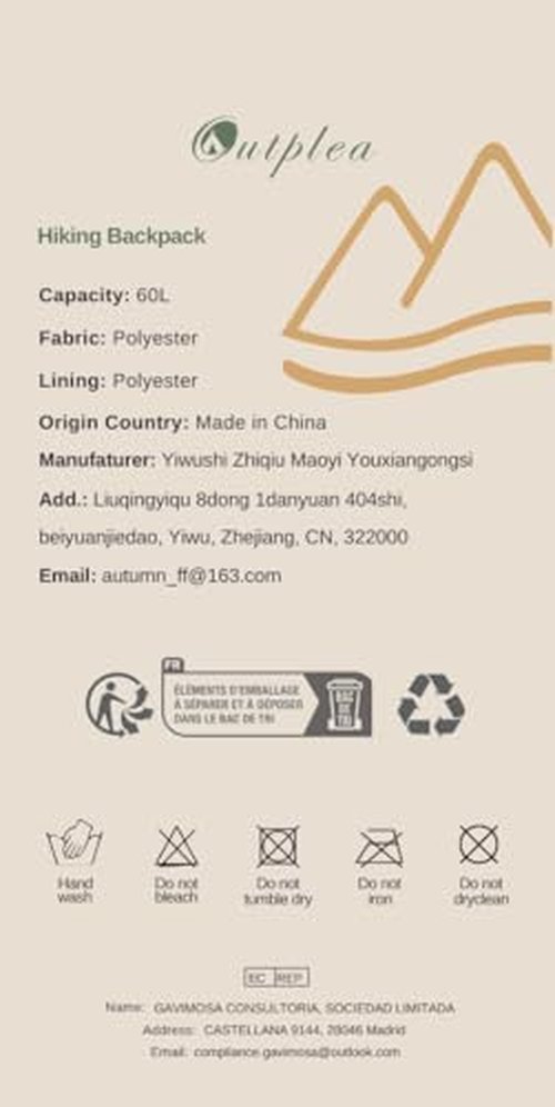 Outplea 60L Waterproof Backpacking Hiking Backpack with Rain Cover for Women, Large Camping Backpack, Orange