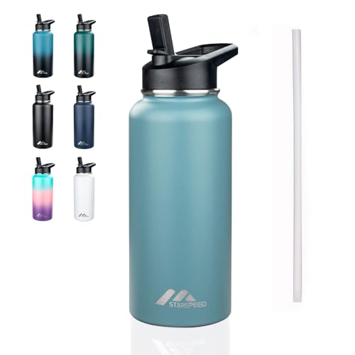 StarSpeed 32oz Insulated Water Bottle with Straw Lid - Azure Blue