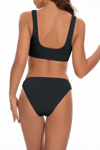 X-Small Black Period Bikini Set - Low Waist Sporty Two-Piece Swimsuit