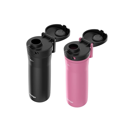 Contigo Jackson Chill 2.0 Water Bottle 20oz Pink & Black 2-Pack with AutoPop Lid