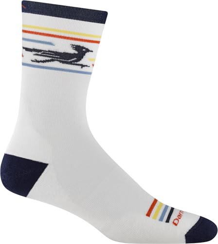Men's Micro Crew Lightweight Cushioned Socks Large White - Darn Tough