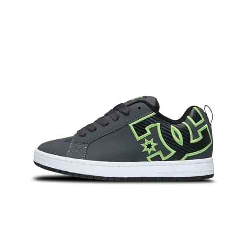 DC Men's Court Graffik Skate Sneaker Shoe, Grey/Black/Green, 9