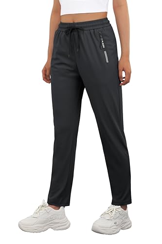 IWOLLENCE Women's Active Stretch Pants Large Dark Grey Quick Dry