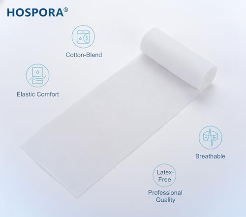 Hospora Cotton Elastic Gauze Bandage Set - 24 Rolls, 4 Inches, First Aid