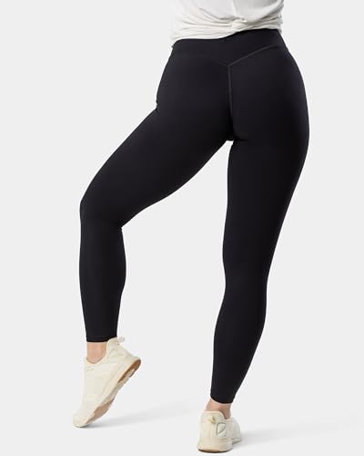 High Waisted Black Yoga Leggings 25-Inch Inseam Workout Tights - Medium