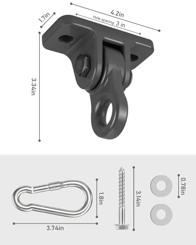 Heavy Duty Porch Swing Hangers Kit - 2 Pack Black Swing Hardware Hooks