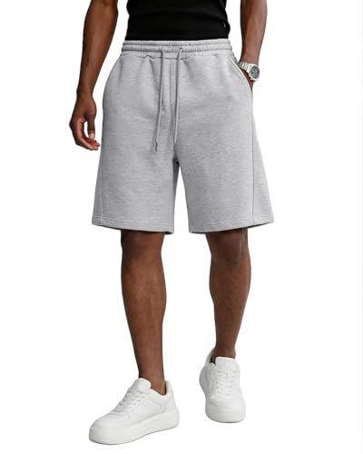 Men's Baggy Light Gray Sweat Shorts - Casual Athletic Shorts Large