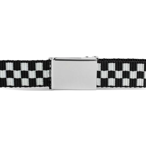 Mens Checkered Web Belt 1.25 Inch Wide - Fits Waist Up to 42 Inches with Bottle Opener