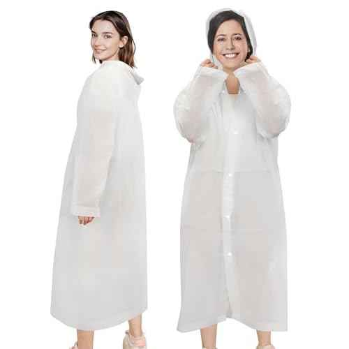 Rain Ponchos for Adults Reusable (2 Pack), Waterproof EVA Raincoats with Hood & Drawstring for Women & Men