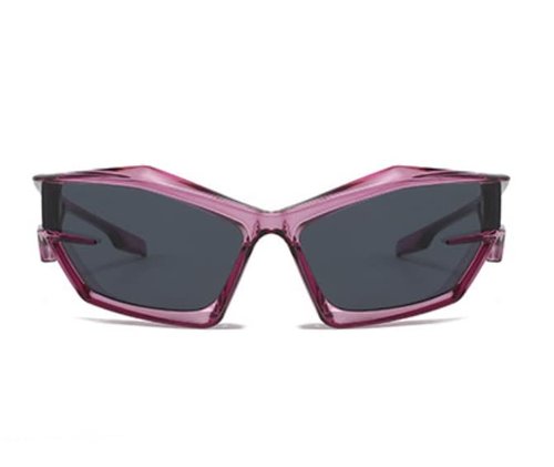 W&Y YING Y2K Sunglasses For Men Women Fashion Bat Trendy Futuristic Shields Wrap Around Sunglasses Cool Sports Glasses (Pink)