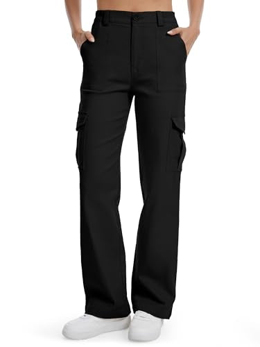 Tall Women's Cargo Pants - 36 Inseam, Black, Straight Leg, 6 Pockets, Work & Casual Wear