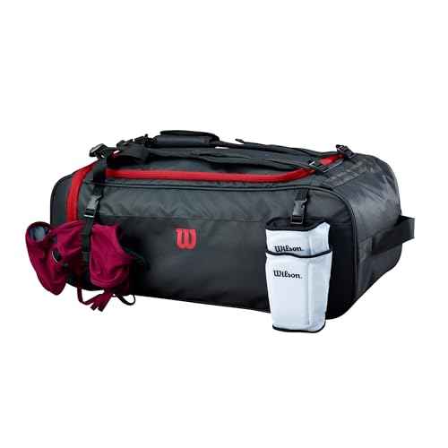 Wilson Sport Duffle Bag - Black/Red, Holds Soccer Balls and Volleyballs