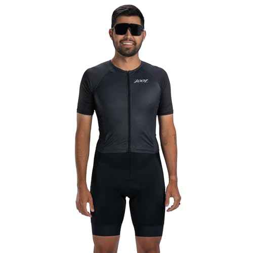 Zoot Men¡¯s Core Tri Aero FZ Racesuit, Short Sleeve Moisture-Wicking Triathlon Suit, Plush Chamois & Storage for Race Day