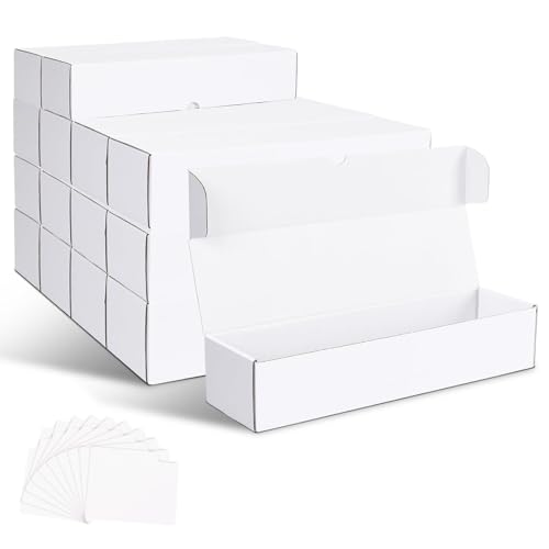 15 Pack White Trading Card Storage Boxes - Holds 400 Cards Each, 14.2x3.8x2.9 Inches