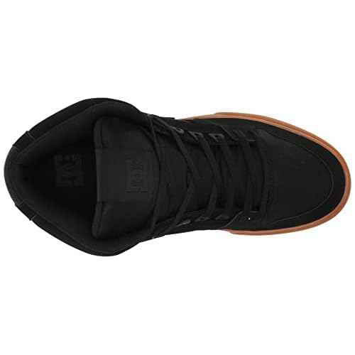 DC Men's Pure High Top Wc Skate Shoes Casual Sneakers, Black/Gum, 8