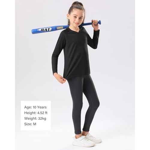 Stelle Youth Girls Athletic Performance Long Sleeve Shirts V Neck Moisture Wicking Base Layer Undershirt