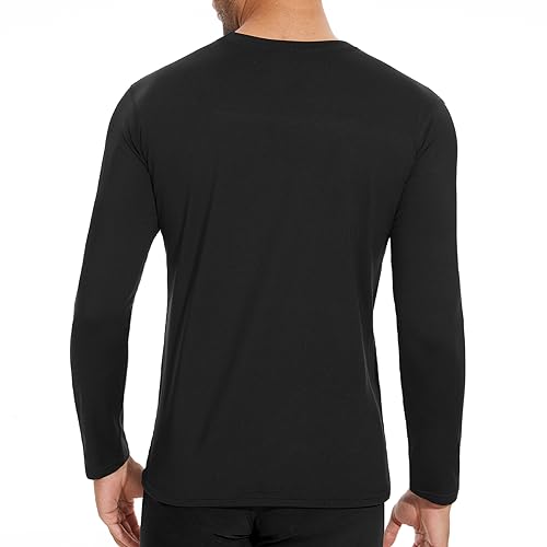 Men's Thermal Long Sleeve Undershirt Base Layer - Black, Medium