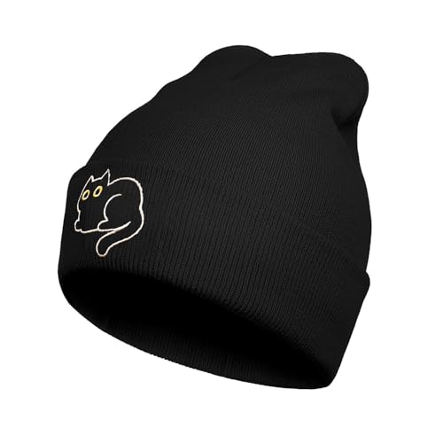 Embroidery Beanie Hat,Winter Warm Knit Cuffed Skull Cap for Men Women
