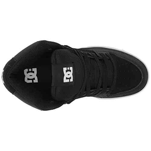 DC Men's Pure High Top WC Skate Shoes Black/Black/White 9
