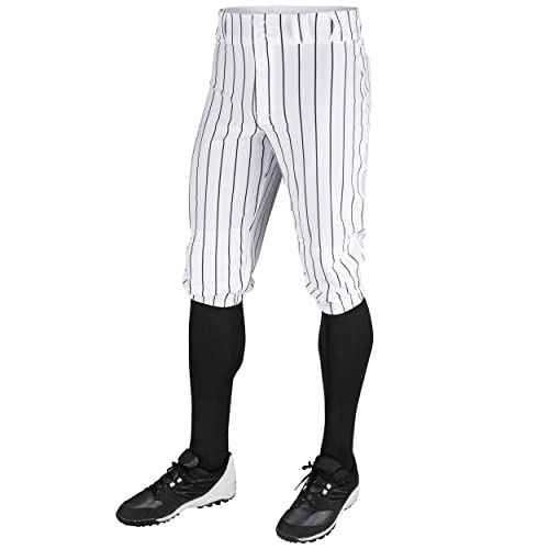 CHAMPRO mens Classic Youth Triple Crown Pinstripe Polyester Baseball Knicker, White, Black, X-Large US