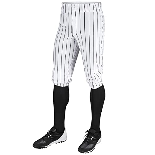 Champro Mens Triple Crown Baseball Knickers with Pinstripes - Small White & Black