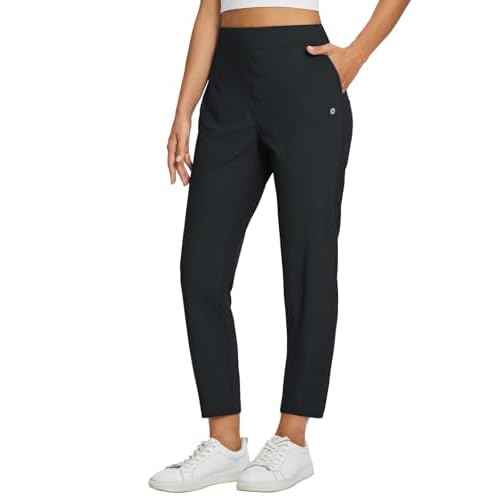 baleaf Womens Travel Pants Lightweight Stretch with Zipper Pockets Petite Ankle Dressy Golf Work Business Casual Slacks