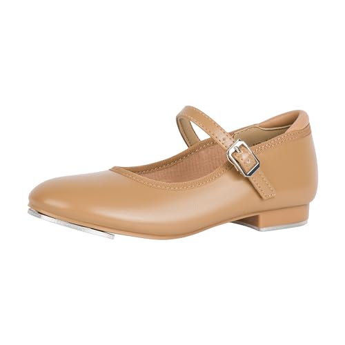 Unisex Child Easy Slide Buckle Tap Shoe - Brown, 11 Little Kid
