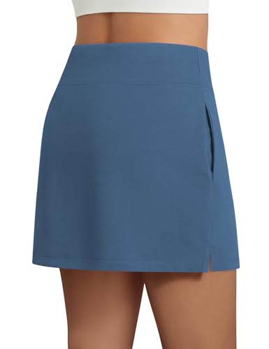 Women's Skort with Built-in Shorts and Pockets - Cotton Tennis & Golf Mini Skirt