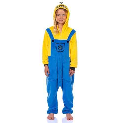 INTIMO Minions Boys' Kigurumi Union Suit ? Stuart & Kevin Designs ? Super Soft Fleece Minion Pajamas with Embroidered Details