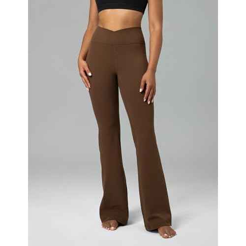 Colorfulkoala Women's Dreamlux Crossover Flare Leggings High Waisted Tummy Control Wide Leg Yoga Pants 29.5" / 31.5" Inseam