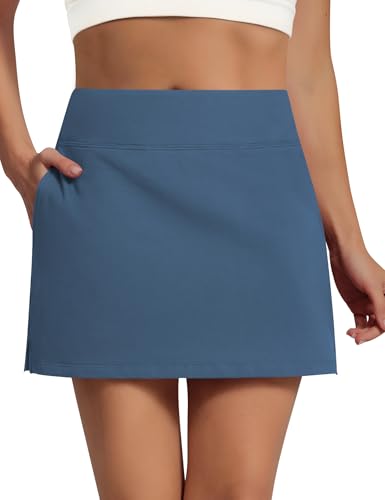 Women's Skort with Built-in Shorts and Pockets - Cotton Tennis & Golf Mini Skirt