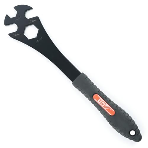 15mm Bike Pedal Wrench Removal Tool, Long Lever Bicycle Pedal Spanner, 15mm/16mm/24mm Openings (3-in-1)