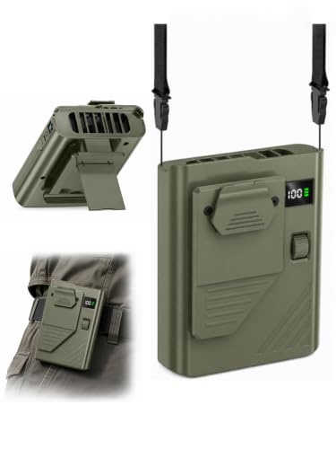 Olive Drab Portable Waist Fan with 100 Speed Levels Rechargeable Clip-On Personal Fan