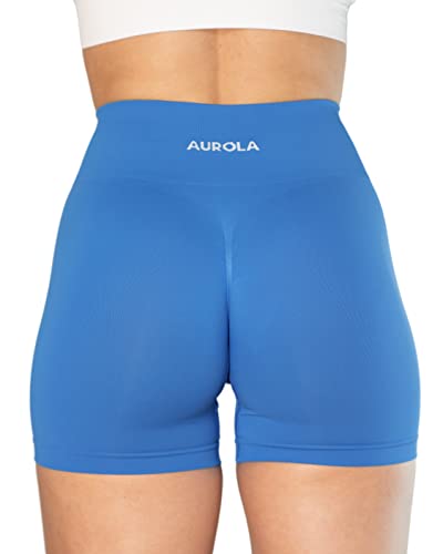 AUROLA Dream Collection Women Workout Shorts High Waist Gym Shorts Scrunch Butt Seamless Athletic Shorts - Diva Blue XL